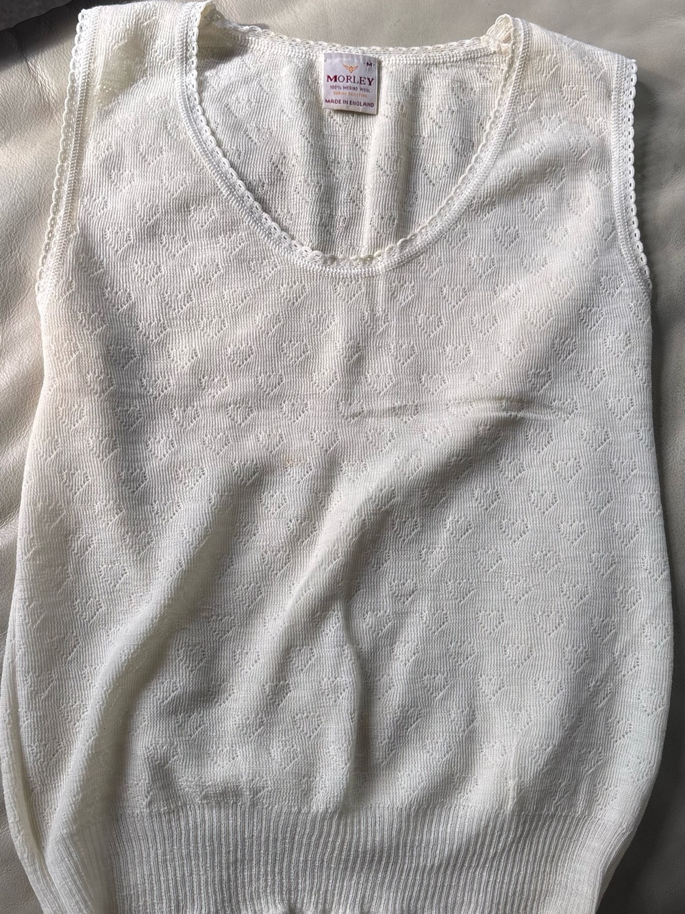Morley 100% Merino Wool Ladies Sleeveless Vest Size M Made in England